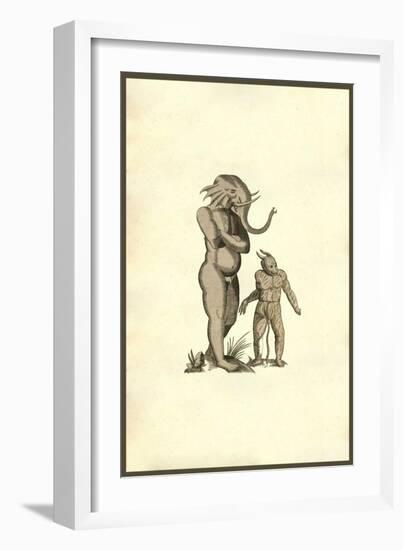 Elephant Man And Horned Boy-Ulisse Aldrovandi-Framed Art Print