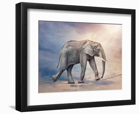 Elephant On A Tightrope-egal-Framed Premium Giclee Print