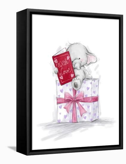 Elephant on Big Present-MAKIKO-Framed Premier Image Canvas