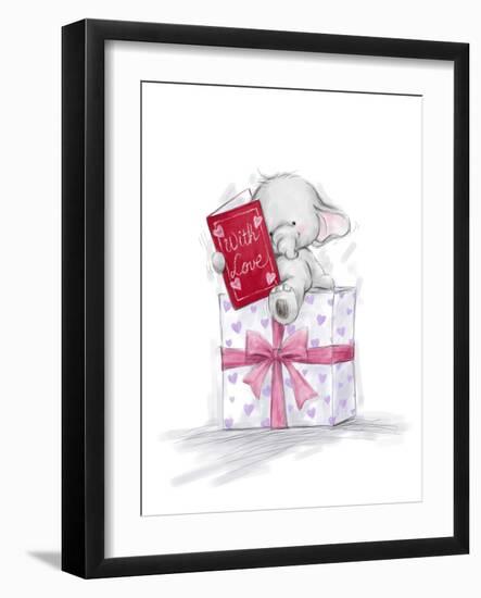 Elephant on Big Present-MAKIKO-Framed Giclee Print