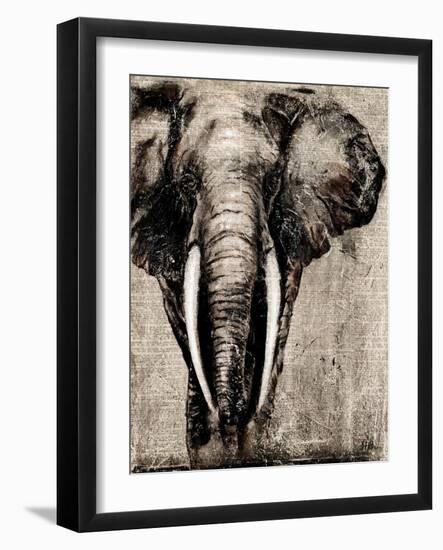 Elephant on Newspaper-Patricia Pinto-Framed Art Print