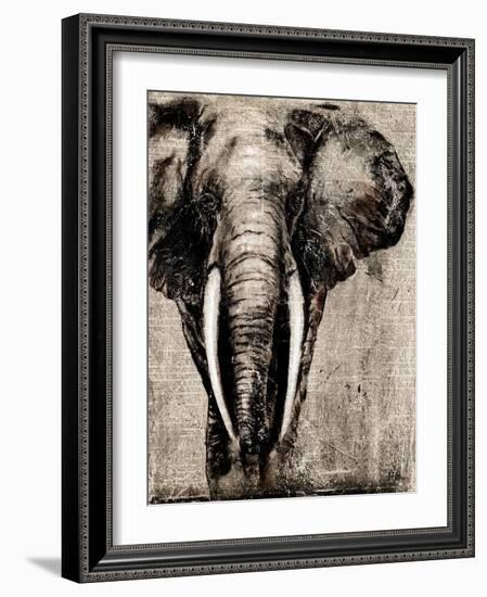 Elephant on Newspaper-Patricia Pinto-Framed Art Print