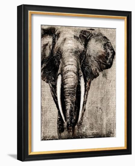 Elephant on Newspaper-Patricia Pinto-Framed Art Print