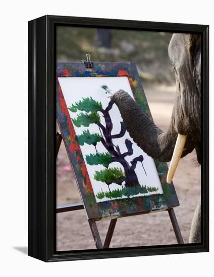 Elephant Painting, Chiang Mai, Thailand, Southeast Asia-Porteous Rod-Framed Premier Image Canvas