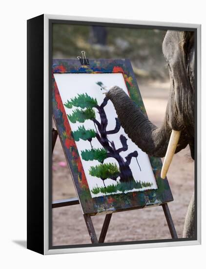 Elephant Painting, Chiang Mai, Thailand, Southeast Asia-Porteous Rod-Framed Premier Image Canvas