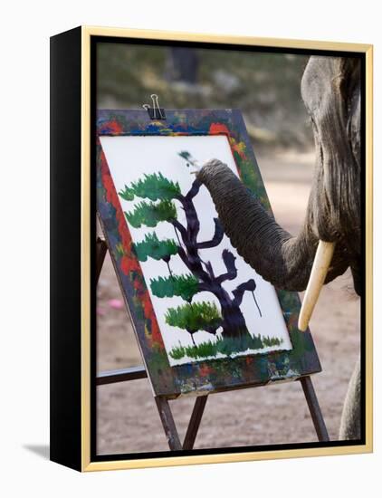 Elephant Painting, Chiang Mai, Thailand, Southeast Asia-Porteous Rod-Framed Premier Image Canvas