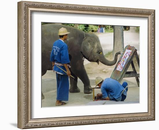 Elephant Painting with His Trunk, Mae Sa Elephant Camp, Chiang Mai, Thailand, Asia-Bruno Morandi-Framed Photographic Print