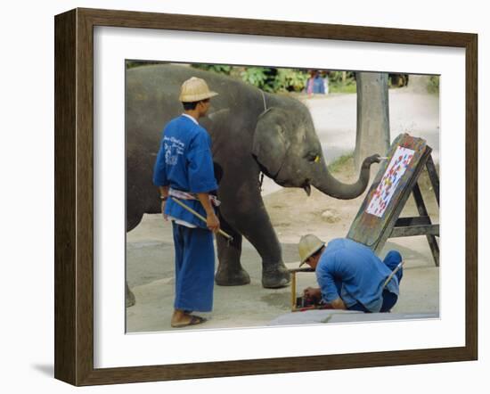 Elephant Painting with His Trunk, Mae Sa Elephant Camp, Chiang Mai, Thailand, Asia-Bruno Morandi-Framed Photographic Print