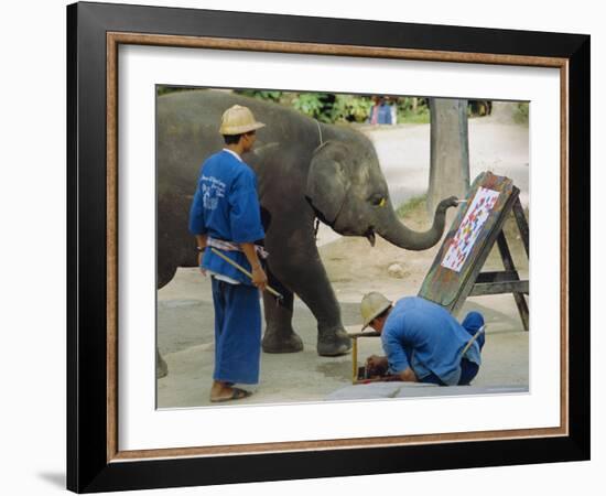 Elephant Painting with His Trunk, Mae Sa Elephant Camp, Chiang Mai, Thailand, Asia-Bruno Morandi-Framed Photographic Print