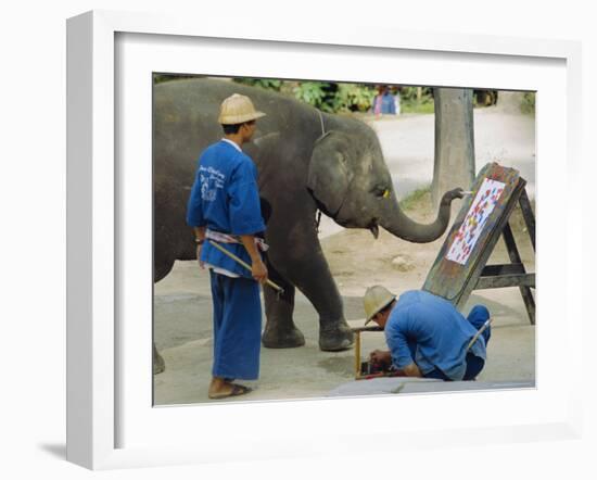 Elephant Painting with His Trunk, Mae Sa Elephant Camp, Chiang Mai, Thailand, Asia-Bruno Morandi-Framed Photographic Print