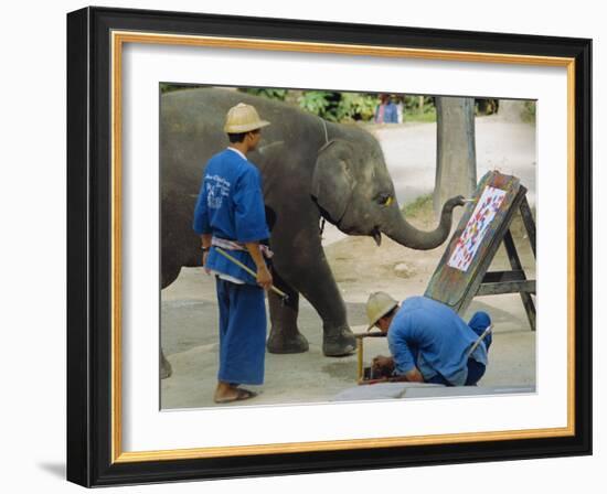 Elephant Painting with His Trunk, Mae Sa Elephant Camp, Chiang Mai, Thailand, Asia-Bruno Morandi-Framed Photographic Print