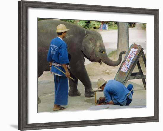 Elephant Painting with His Trunk, Mae Sa Elephant Camp, Chiang Mai, Thailand, Asia-Bruno Morandi-Framed Photographic Print