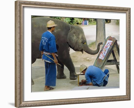Elephant Painting with His Trunk, Mae Sa Elephant Camp, Chiang Mai, Thailand, Asia-Bruno Morandi-Framed Photographic Print