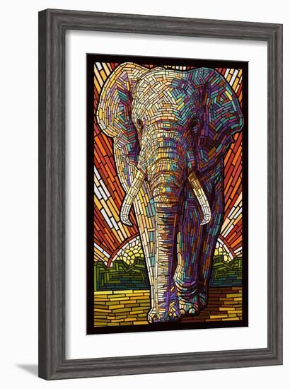 Elephant - Paper Mosaic-Lantern Press-Framed Art Print