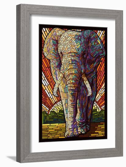 Elephant - Paper Mosaic-Lantern Press-Framed Art Print