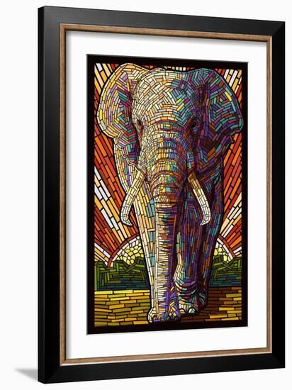 Elephant - Paper Mosaic-Lantern Press-Framed Art Print