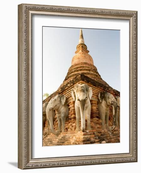 Elephant Statues at the Base of Wat Cahang Lom, Thailand-Gavriel Jecan-Framed Photographic Print