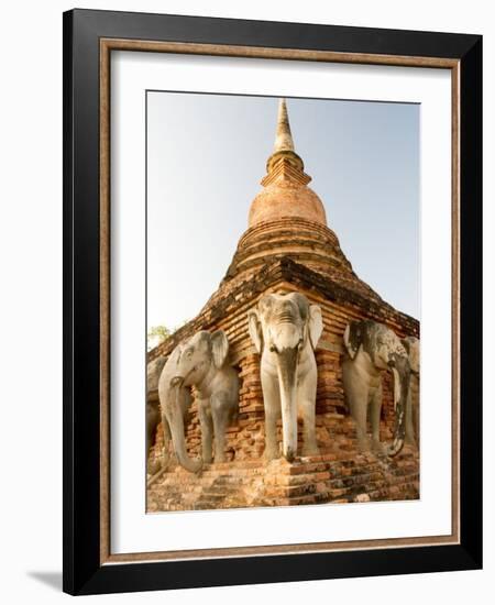 Elephant Statues at the Base of Wat Cahang Lom, Thailand-Gavriel Jecan-Framed Photographic Print