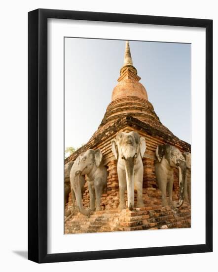 Elephant Statues at the Base of Wat Cahang Lom, Thailand-Gavriel Jecan-Framed Photographic Print