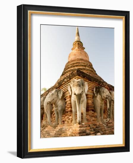 Elephant Statues at the Base of Wat Cahang Lom, Thailand-Gavriel Jecan-Framed Photographic Print