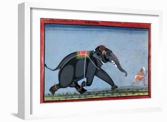 Elephant & Trainer, C1750-null-Framed Giclee Print