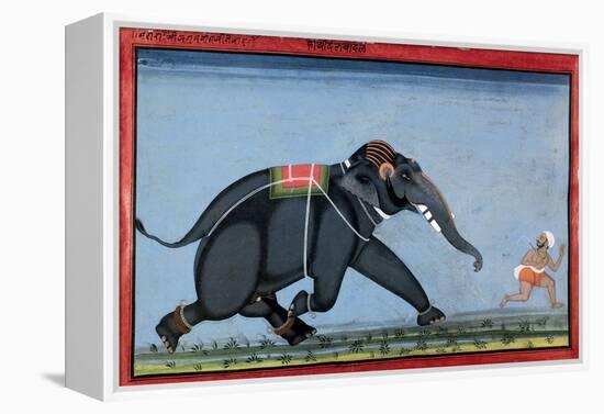 Elephant & Trainer, C1750-null-Framed Premier Image Canvas