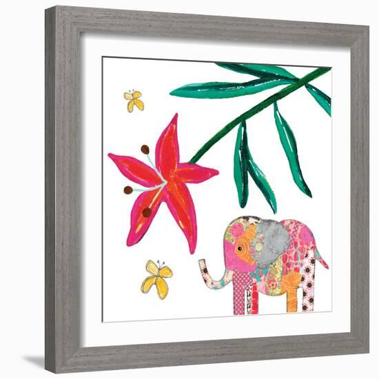 Elephant Tropical Flower-Jennifer McCully-Framed Art Print