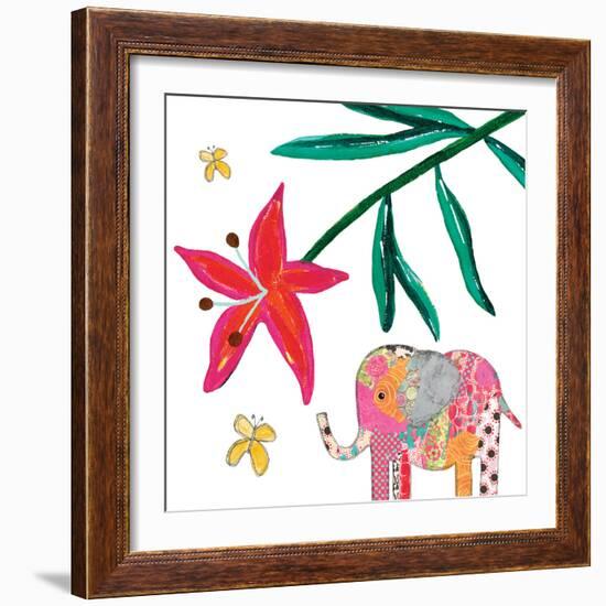 Elephant Tropical Flower-Jennifer McCully-Framed Art Print