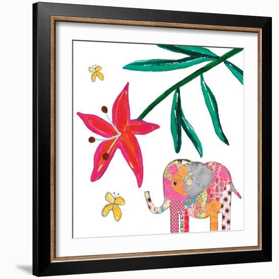 Elephant Tropical Flower-Jennifer McCully-Framed Art Print