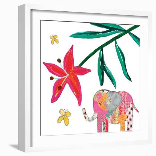 Elephant Tropical Flower-Jennifer McCully-Framed Art Print