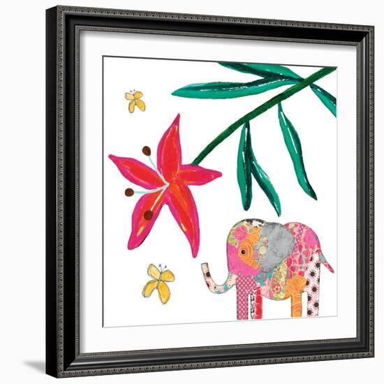 Elephant Tropical Flower-Jennifer McCully-Framed Art Print