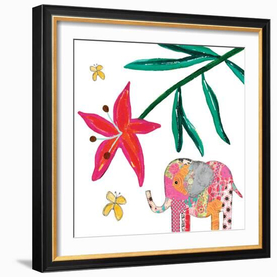 Elephant Tropical Flower-Jennifer McCully-Framed Art Print