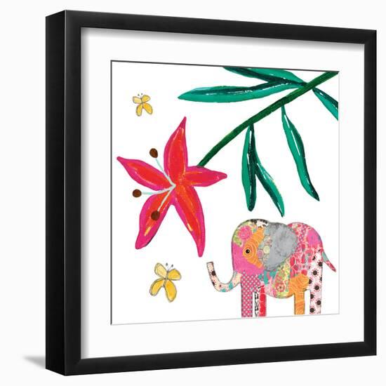 Elephant Tropical Flower-Jennifer McCully-Framed Art Print