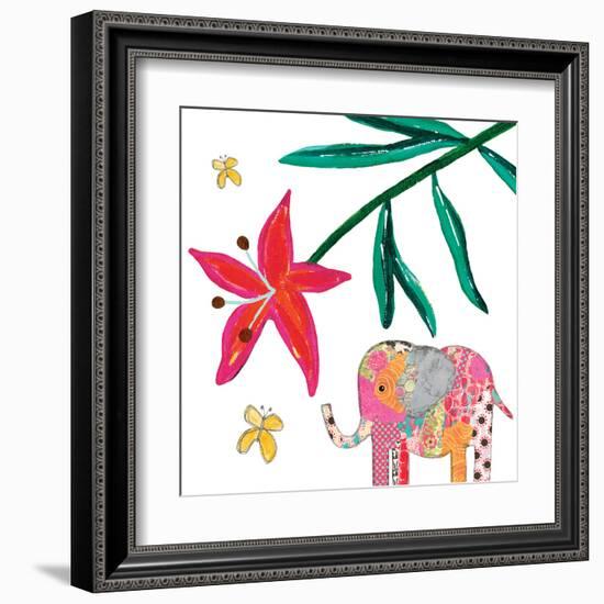 Elephant Tropical Flower-Jennifer McCully-Framed Art Print