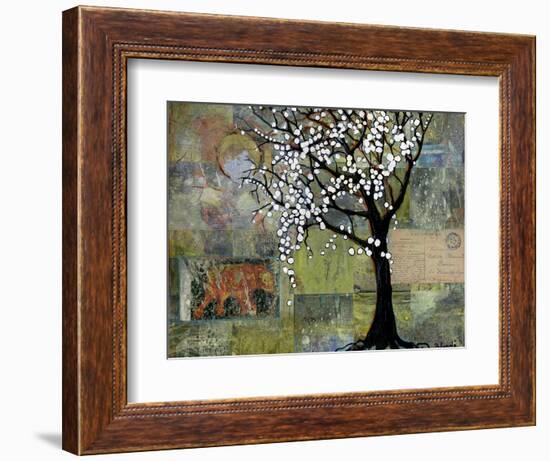 Elephant Under Tree Blossoms-Blenda Tyvoll-Framed Art Print