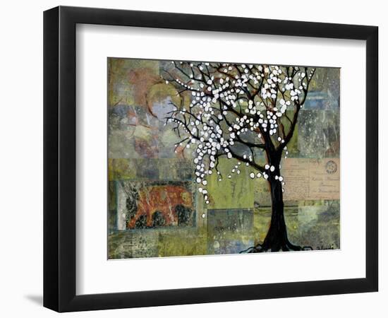 Elephant Under Tree Blossoms-Blenda Tyvoll-Framed Art Print