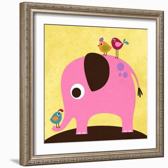 Elephant with Birds-Nancy Lee-Framed Art Print