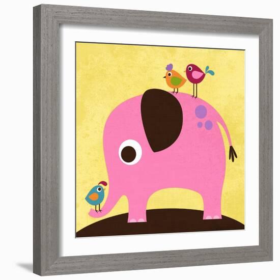 Elephant with Birds-Nancy Lee-Framed Art Print