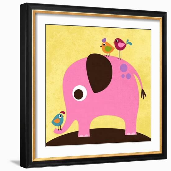 Elephant with Birds-Nancy Lee-Framed Art Print