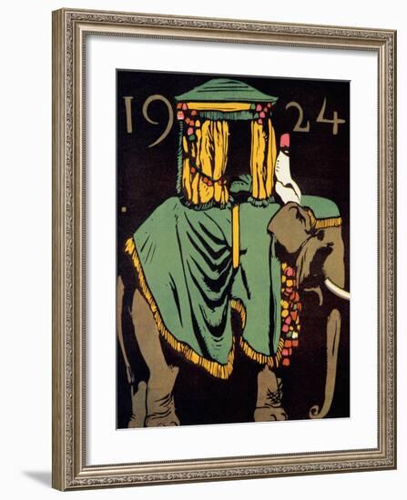 Elephant with Howdah, c.1924-null-Framed Art Print