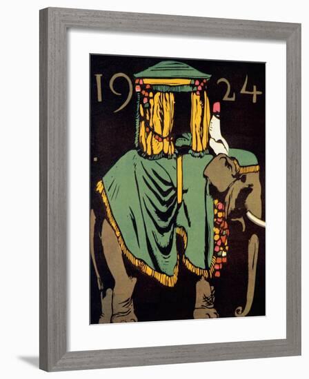 Elephant with Howdah, c.1924-null-Framed Art Print