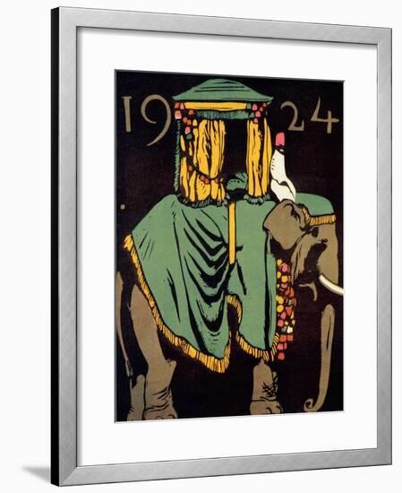 Elephant with Howdah, c.1924-null-Framed Art Print