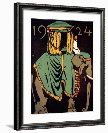 Elephant with Howdah, c.1924-null-Framed Art Print