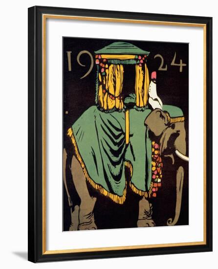 Elephant with Howdah, c.1924-null-Framed Art Print