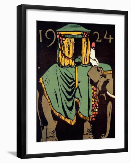 Elephant with Howdah, c.1924-null-Framed Art Print