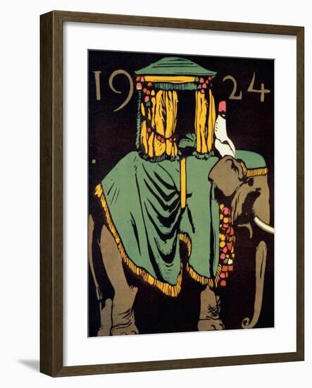 Elephant with Howdah, c.1924-null-Framed Art Print