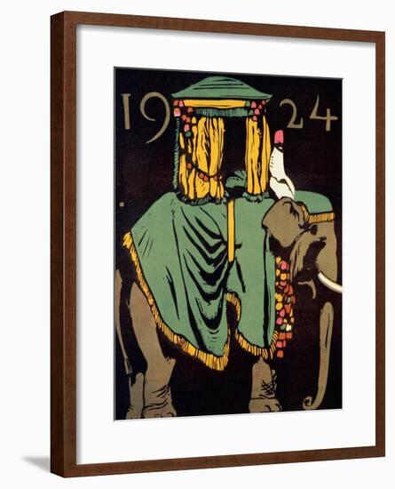 Elephant with Howdah, c.1924-null-Framed Art Print