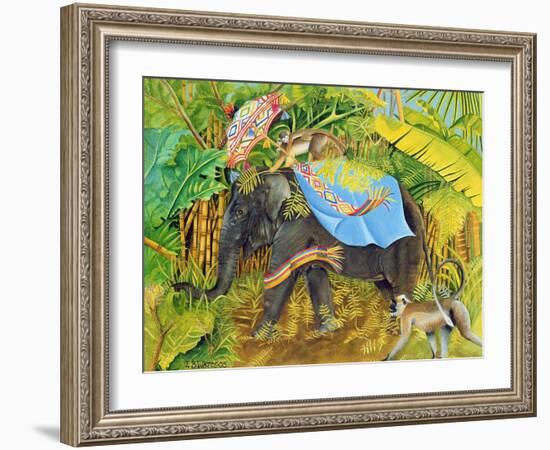 Elephant with Monkeys and Parasol, 2005-E.B. Watts-Framed Giclee Print