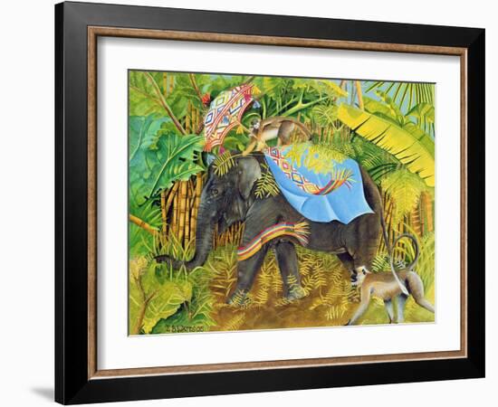 Elephant with Monkeys and Parasol, 2005-E.B. Watts-Framed Giclee Print