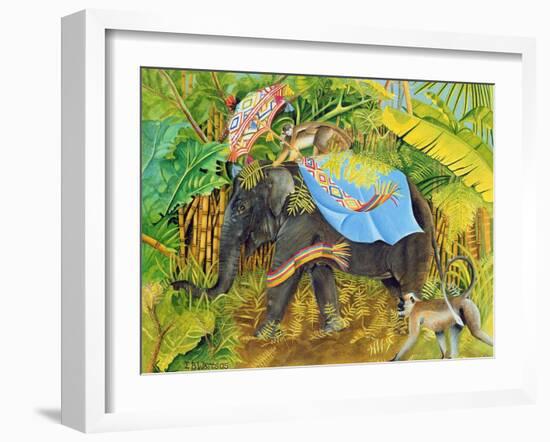 Elephant with Monkeys and Parasol, 2005-E.B. Watts-Framed Premium Giclee Print